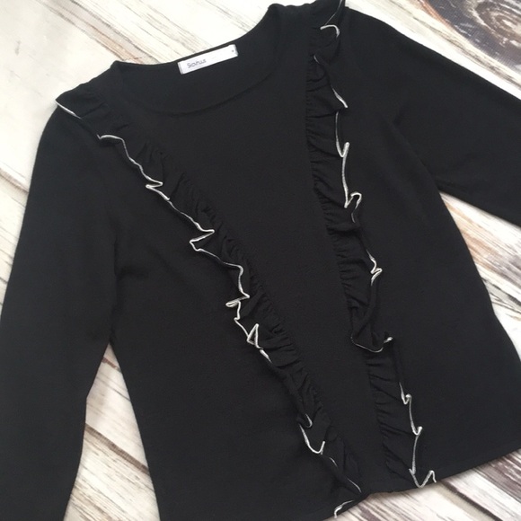 Skovhuus Sweater Pullover Ruffle Denmark Black White Small - Picture 2 of 8